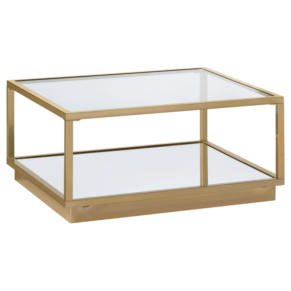 Juego de mesa de centro cuadrada de 2 piezas Renee en latón rosa