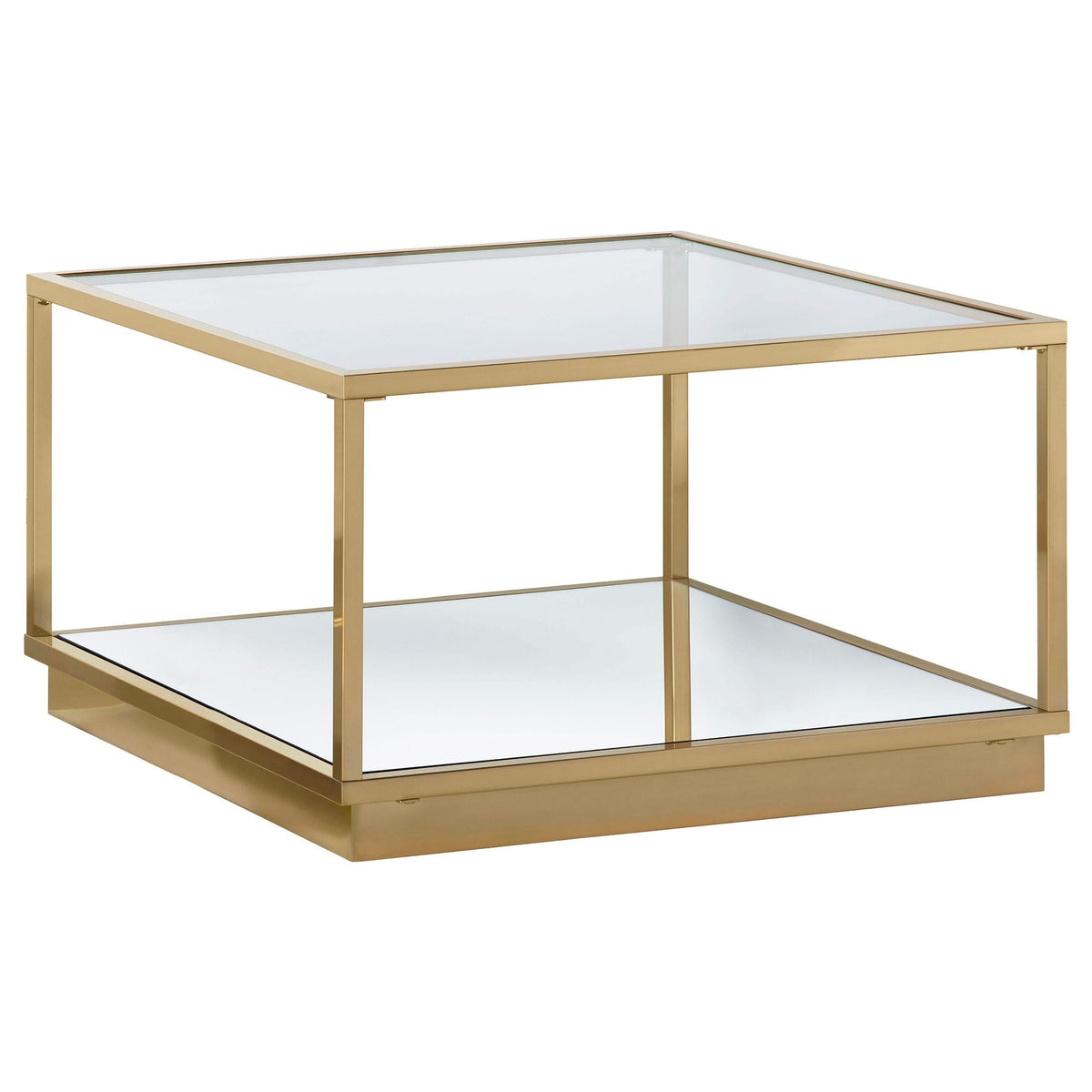 Juego de mesa de centro cuadrada de 2 piezas Renee en latón rosa