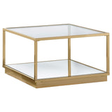 Juego de mesa de centro cuadrada de 2 piezas Renee en latón rosa