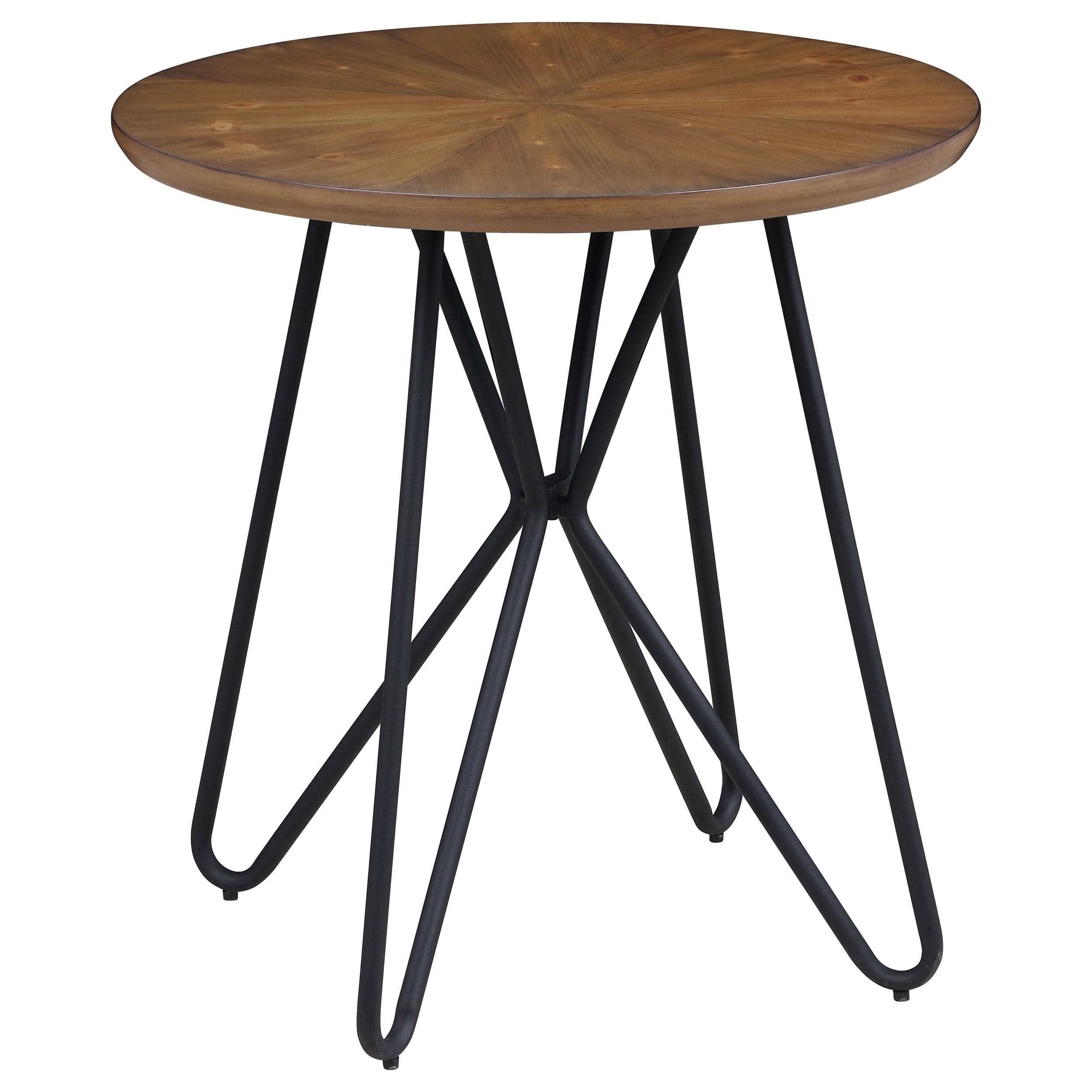 Brinnon Round Wood Top End Table Dark Brown and Black