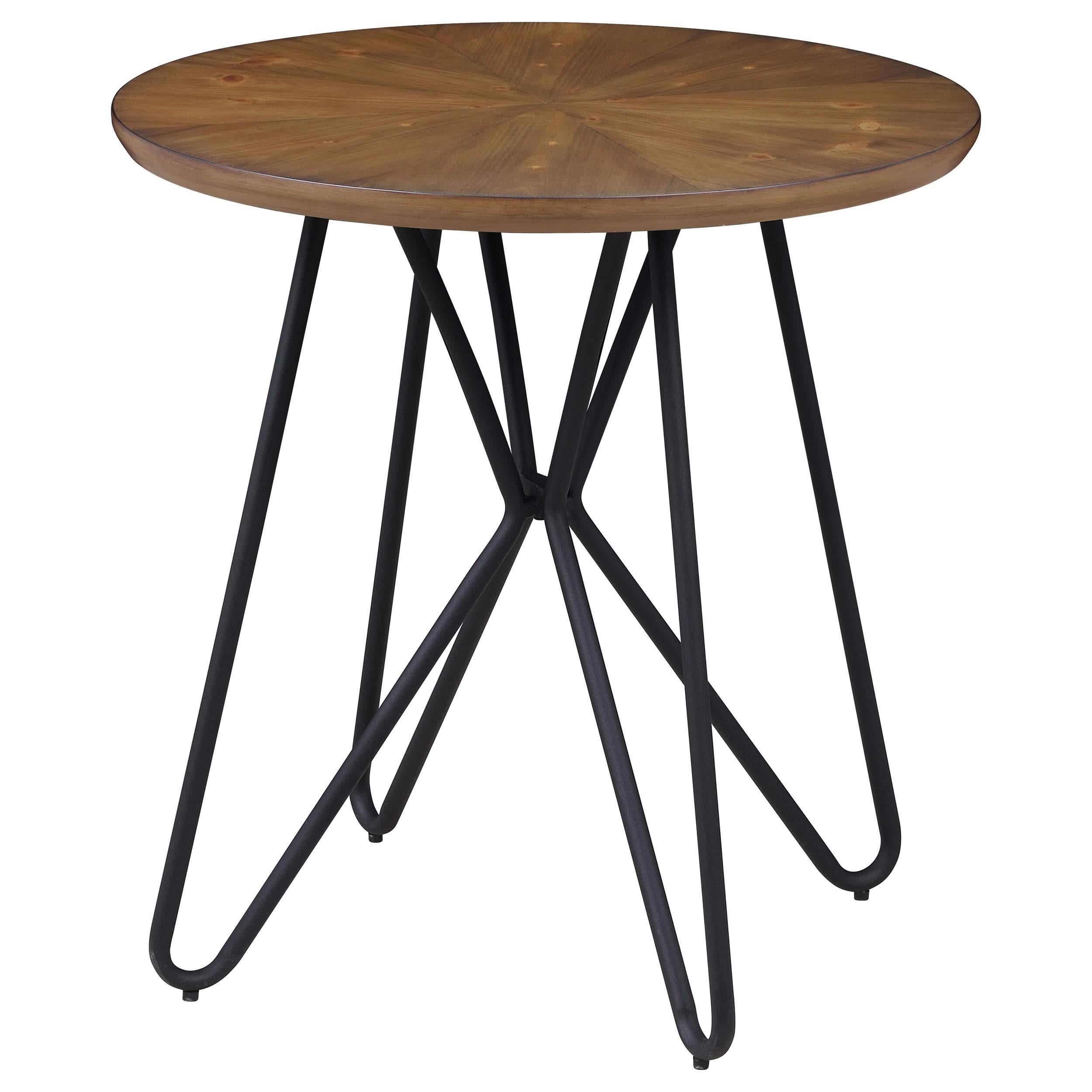 Brinnon Round Wood Top End Table Dark Brown and Black