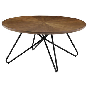 Brinnon Round Wood Top Coffee Table Dark Brown and Black