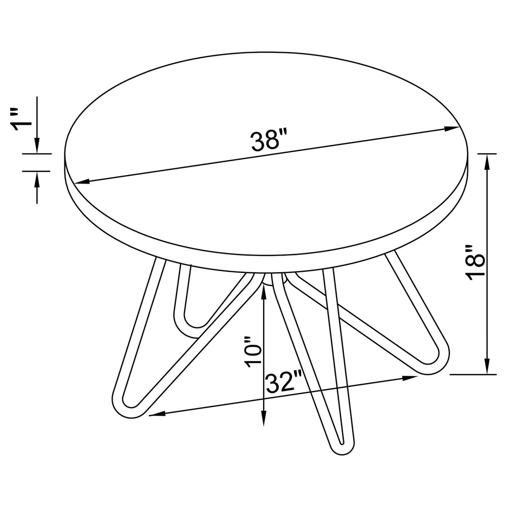 Brinnon Round Wood Top Coffee Table Dark Brown and Black