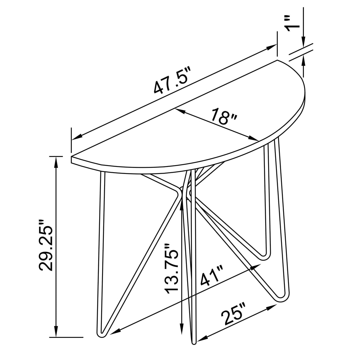 Consola semicircular Brinnon en marrón oscuro y negro