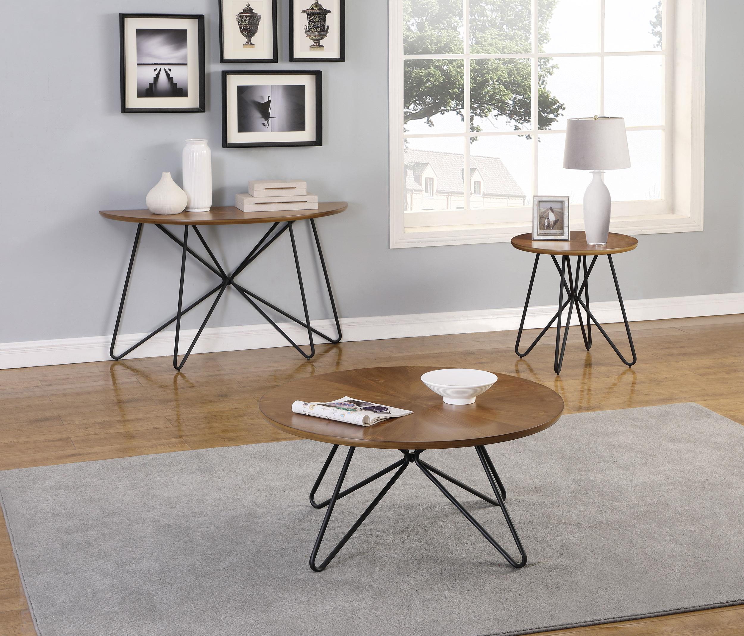 Brinnon Semicircle Console Table Dark Brown and Black
