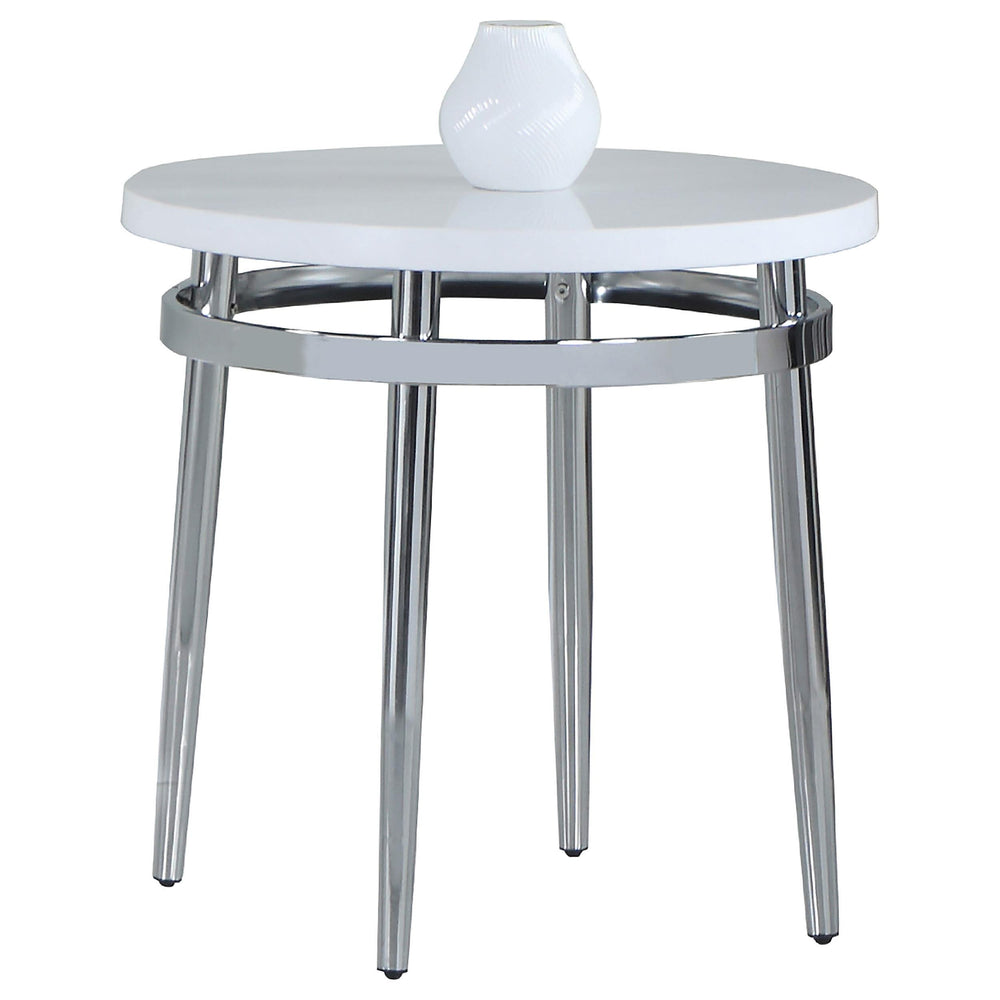 Mesa auxiliar redonda con tapa de mármol Avilla, color blanco