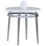 Mesa auxiliar redonda con tapa de mármol Avilla, color blanco