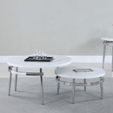 Avilla 2-piece Round Marble Top Coffee Table Set White