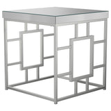 Mesa auxiliar cuadrada con espejo Dafina, cromada