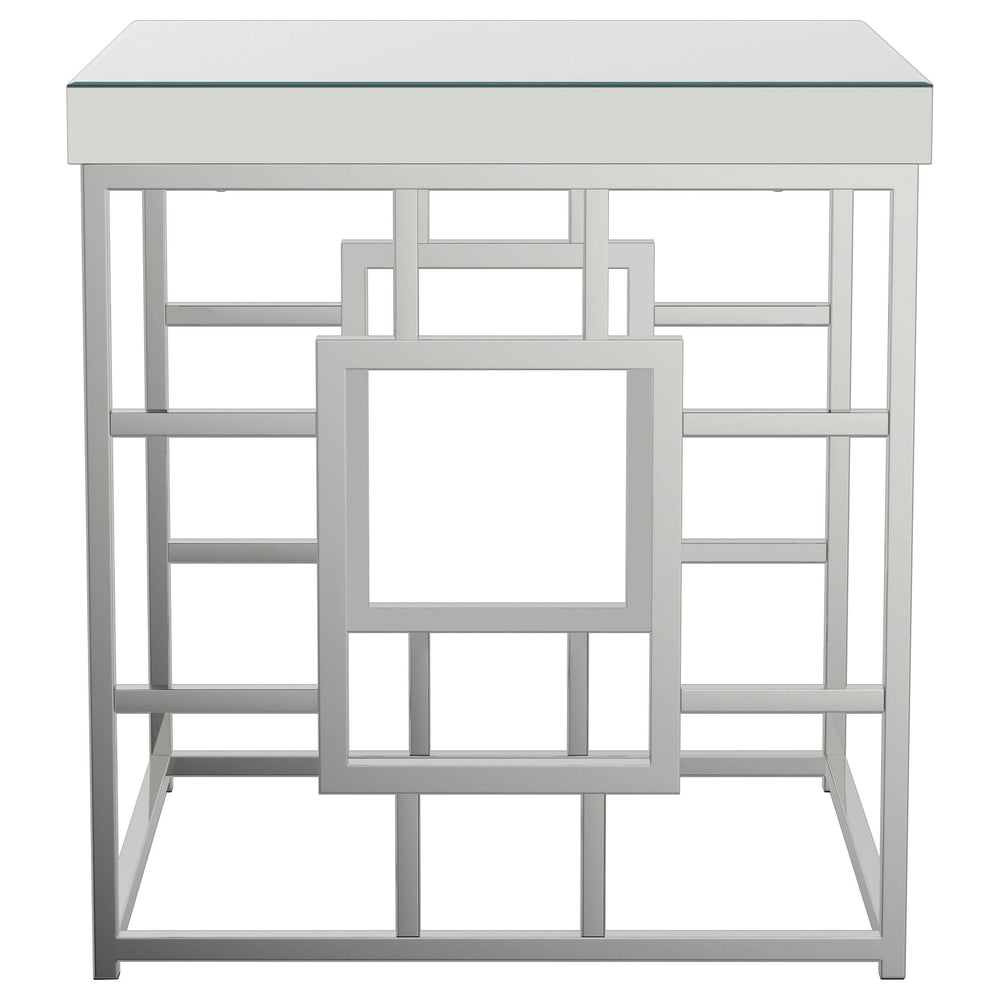 Mesa auxiliar cuadrada con espejo Dafina, cromada