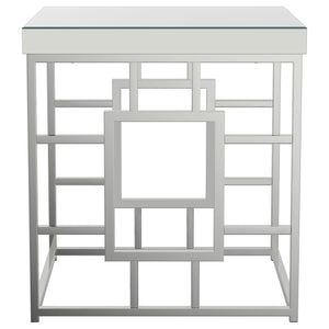 Mesa auxiliar cuadrada con espejo Dafina, cromada