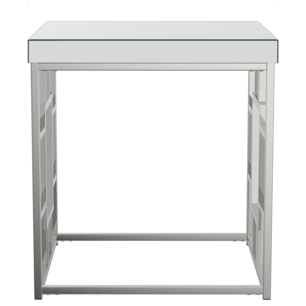 Mesa auxiliar cuadrada con espejo Dafina, cromada