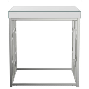 Mesa auxiliar cuadrada con espejo Dafina, cromada