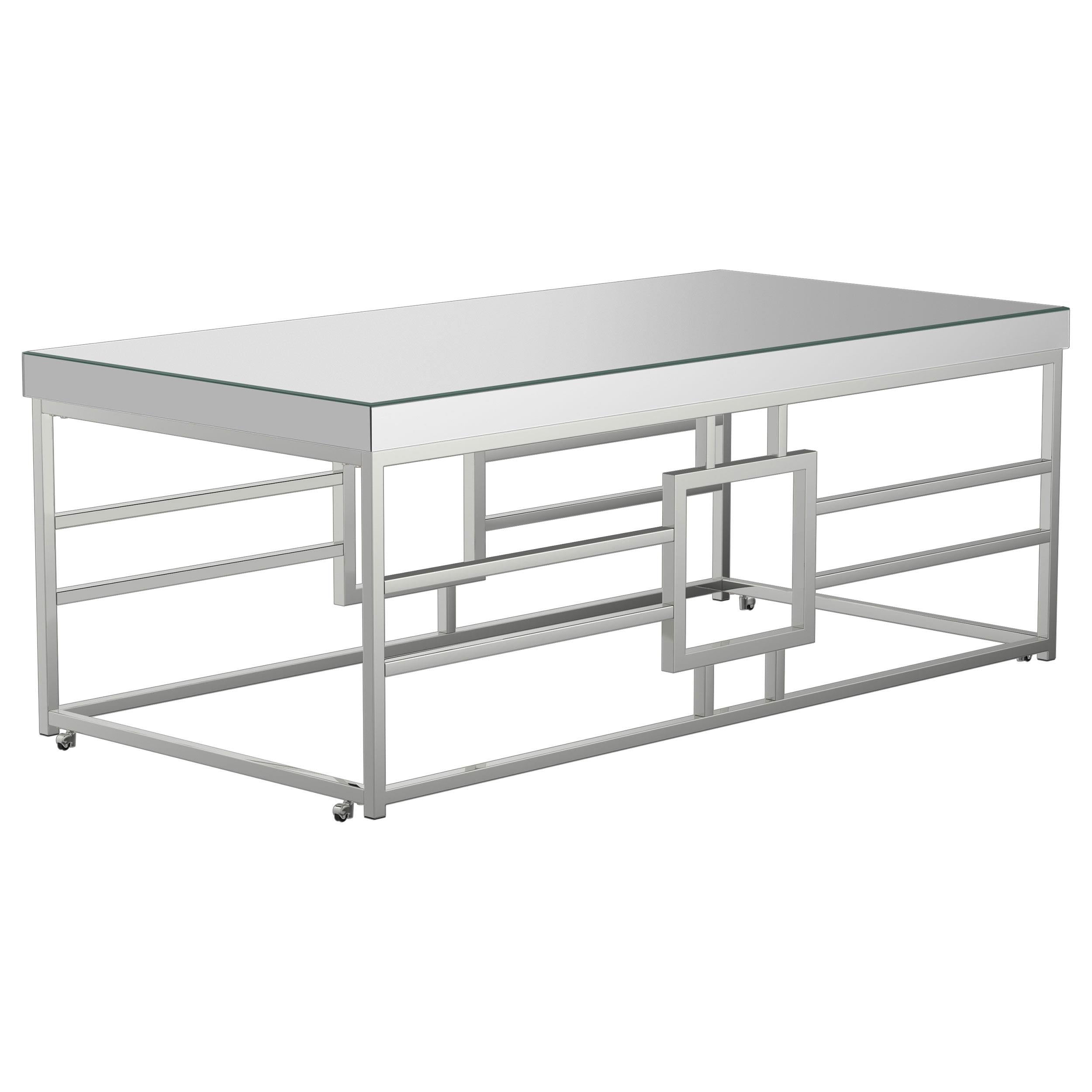 Dafina Rectangular Mirrored Top Coffee Table Chrome