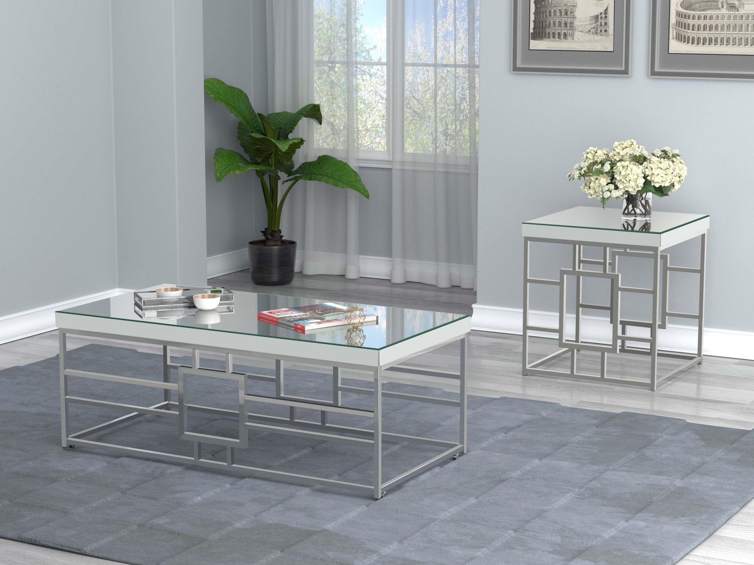 Dafina Rectangular Mirrored Top Coffee Table Chrome