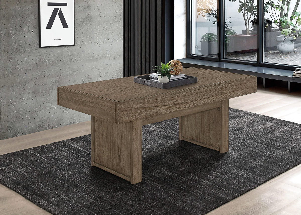 Mesa de centro rectangular Owen con almacenamiento oculto en marrón trigo