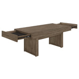 Mesa de centro rectangular Owen con almacenamiento oculto en marrón trigo