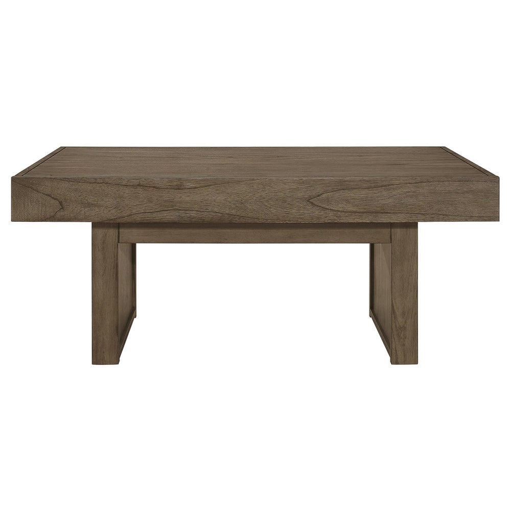 Mesa de centro rectangular Owen con almacenamiento oculto en marrón trigo