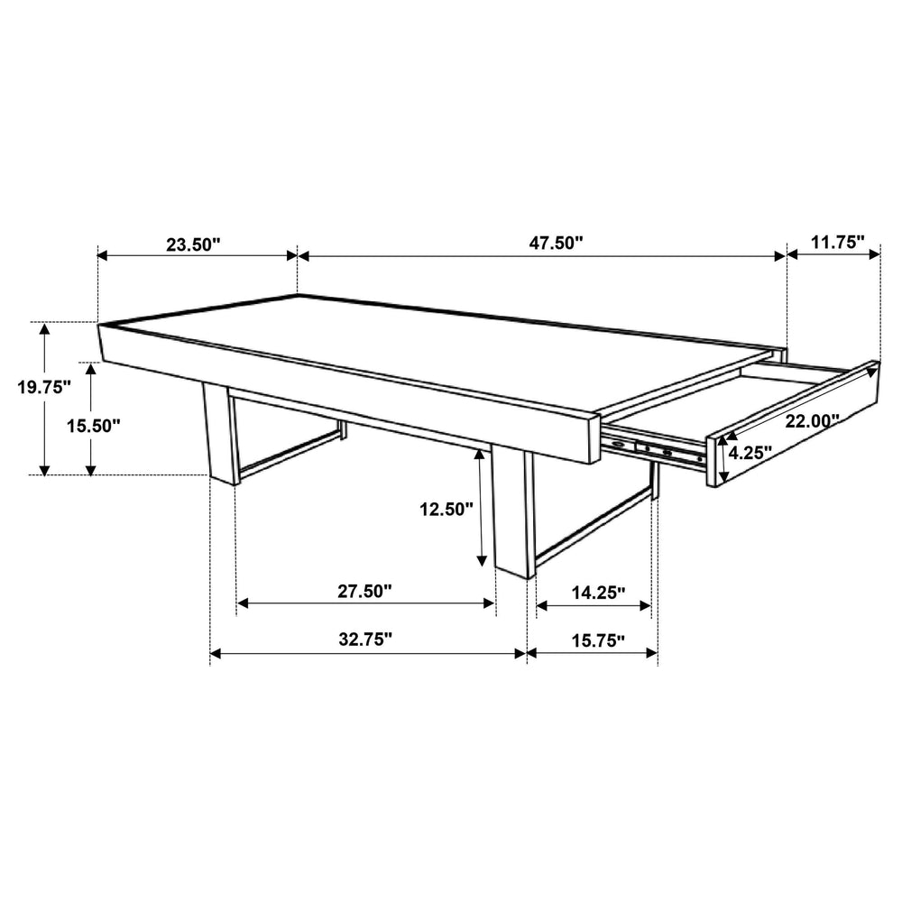 Mesa de centro rectangular Owen con almacenamiento oculto en marrón trigo