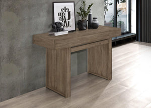 Consola rectangular de madera Owen con dos cajones, color marrón trigo