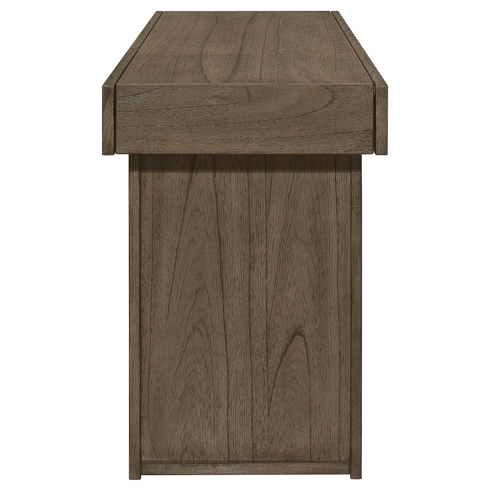 Consola rectangular de madera Owen con dos cajones, color marrón trigo
