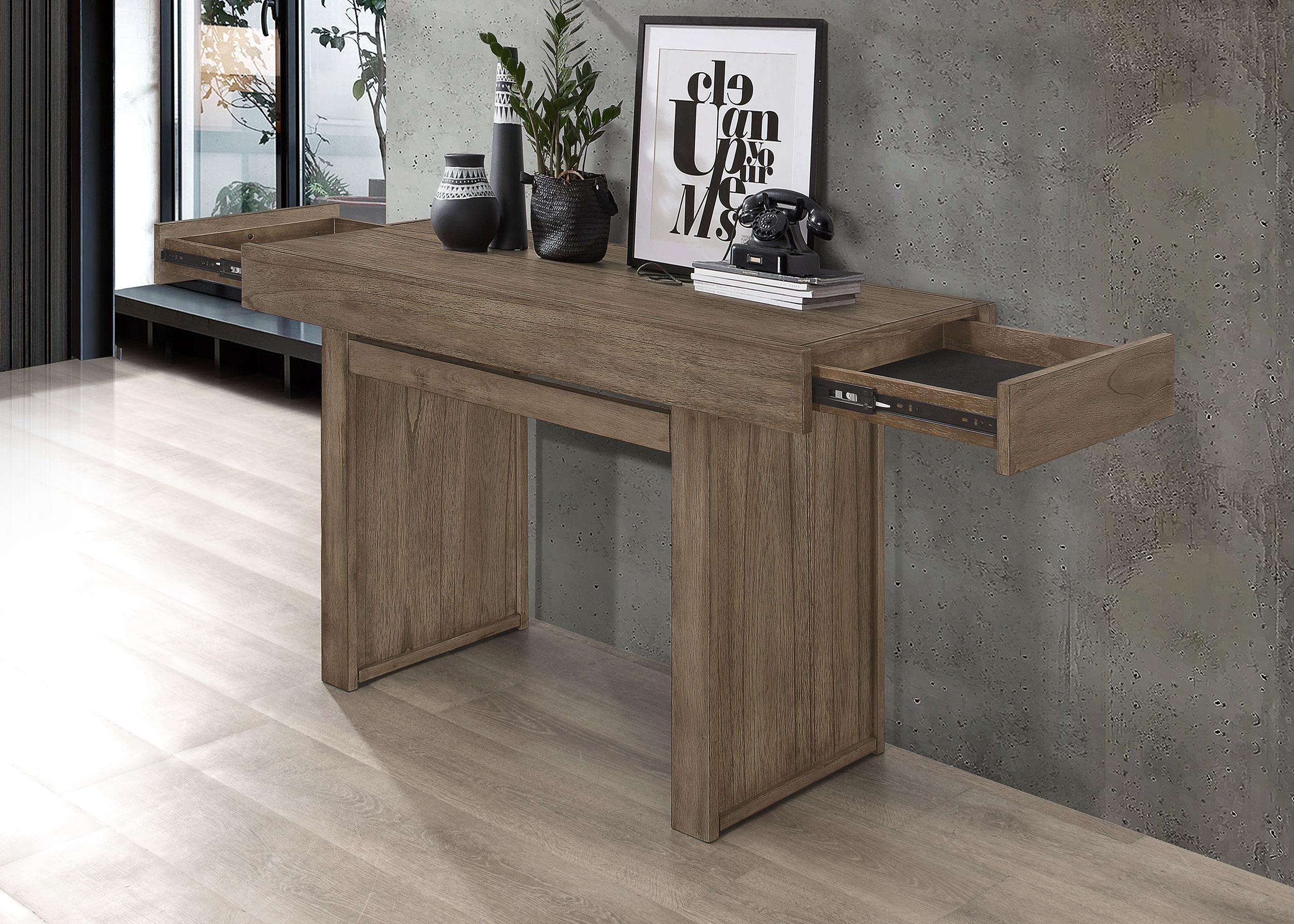 Owen 2-drawer Rectangular Wood Console Table Wheat Brown