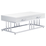 Dalya 2-drawer Rectangular Coffee Table White High Gloss