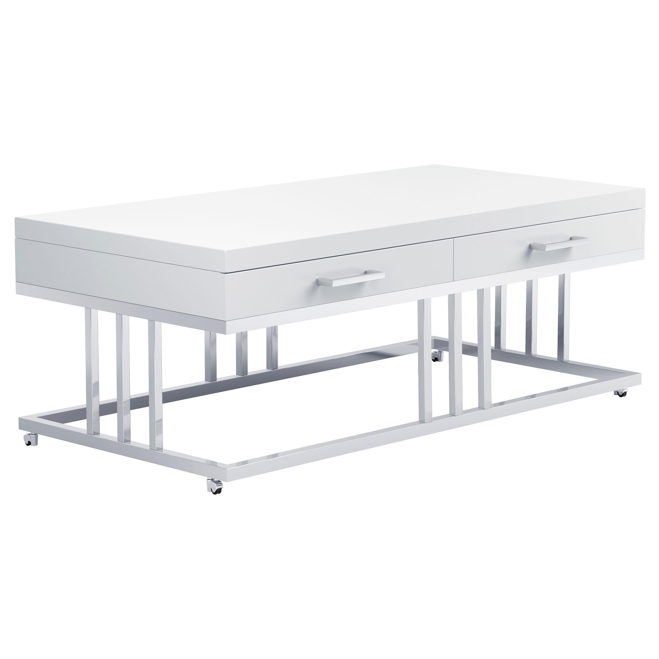 Dalya 2-drawer Rectangular Coffee Table White High Gloss