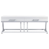 Mesa de centro rectangular Dalya de 2 cajones en blanco de alto brillo