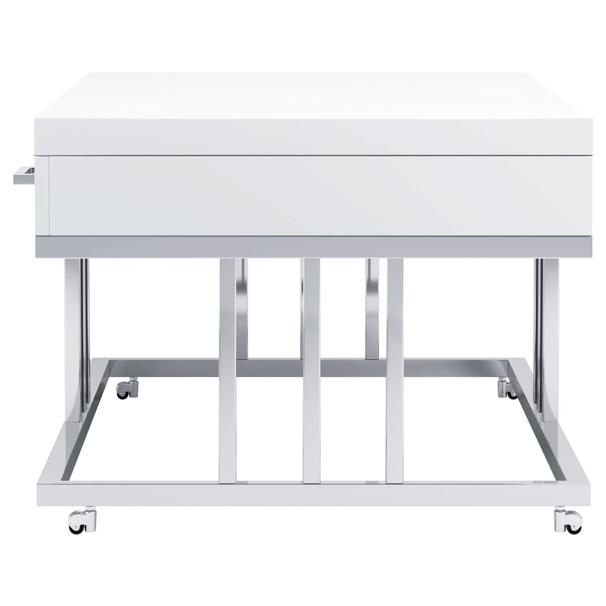 Mesa de centro rectangular Dalya de 2 cajones en blanco de alto brillo