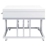 Mesa de centro rectangular Dalya de 2 cajones en blanco de alto brillo