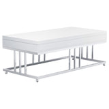 Mesa de centro rectangular Dalya de 2 cajones en blanco de alto brillo