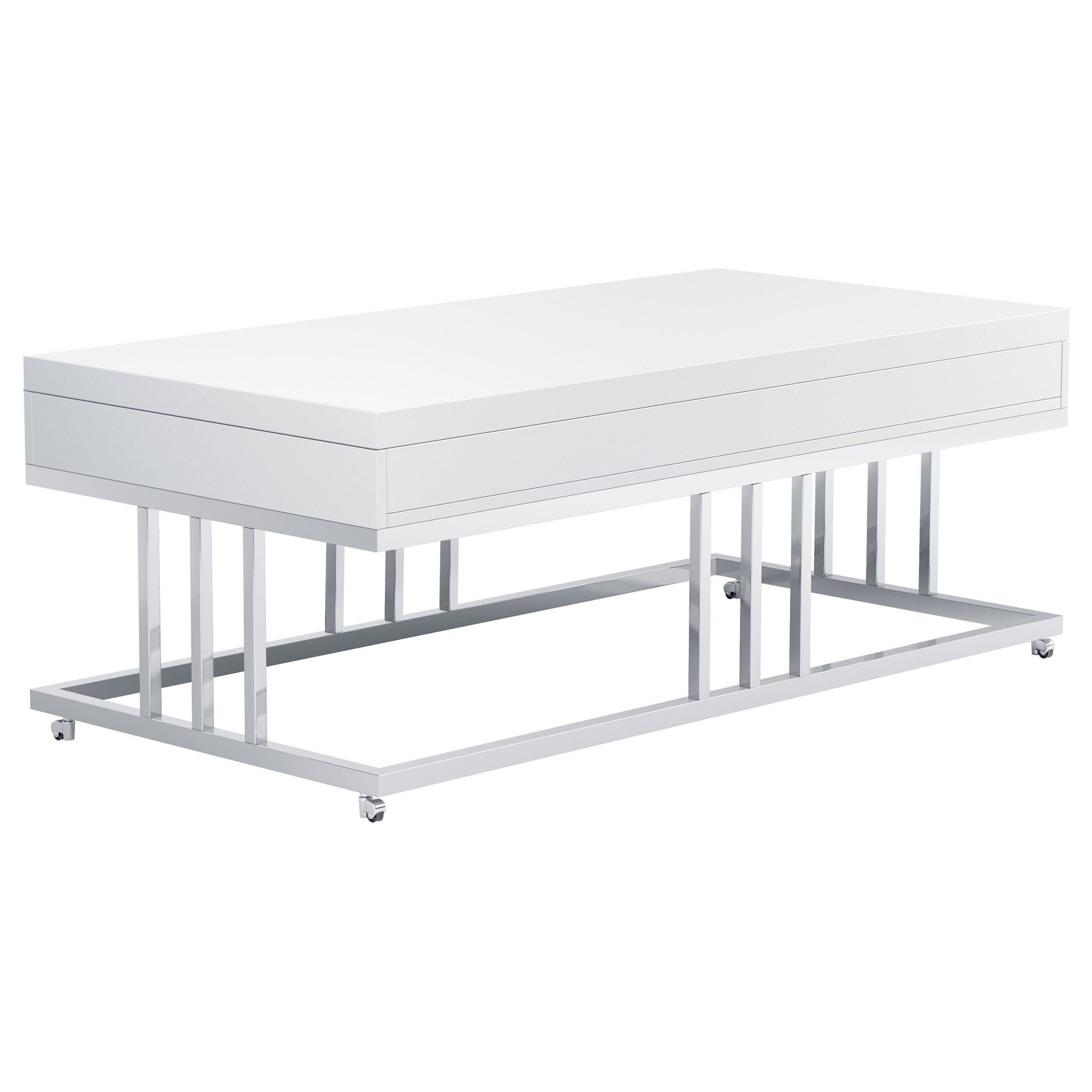 Dalya 2-drawer Rectangular Coffee Table White High Gloss