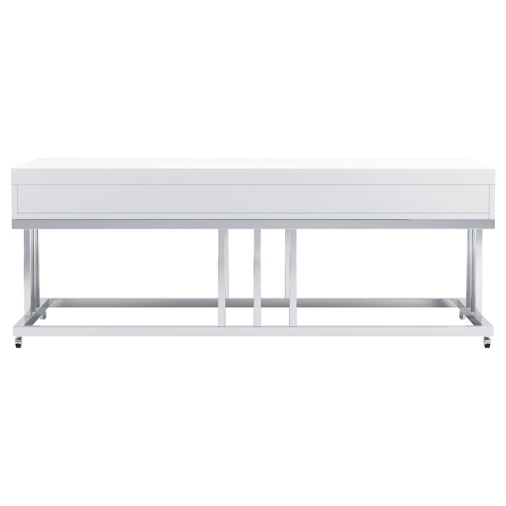Mesa de centro rectangular Dalya de 2 cajones en blanco de alto brillo