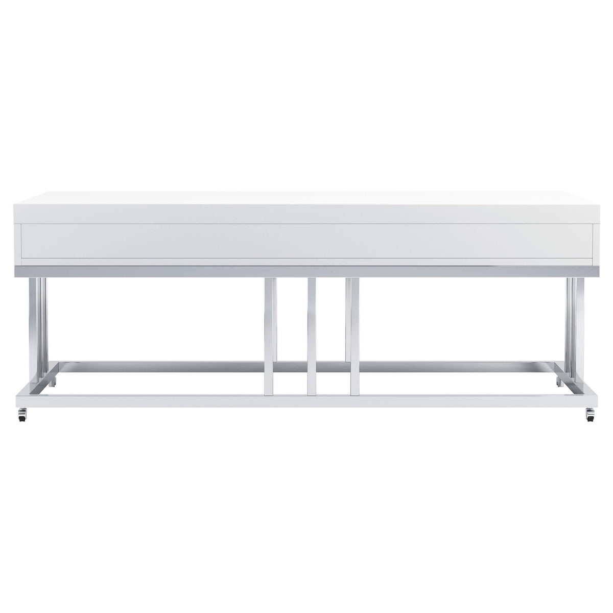 Mesa de centro rectangular Dalya de 2 cajones en blanco de alto brillo