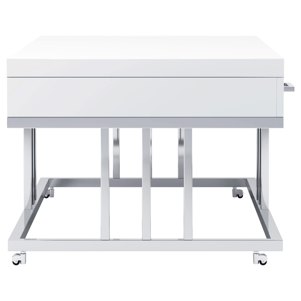 Mesa de centro rectangular Dalya de 2 cajones en blanco de alto brillo