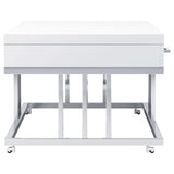 Mesa de centro rectangular Dalya de 2 cajones en blanco de alto brillo