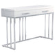 Mesa de sofá rectangular Dalya con 2 cajones en blanco brillante y cromo