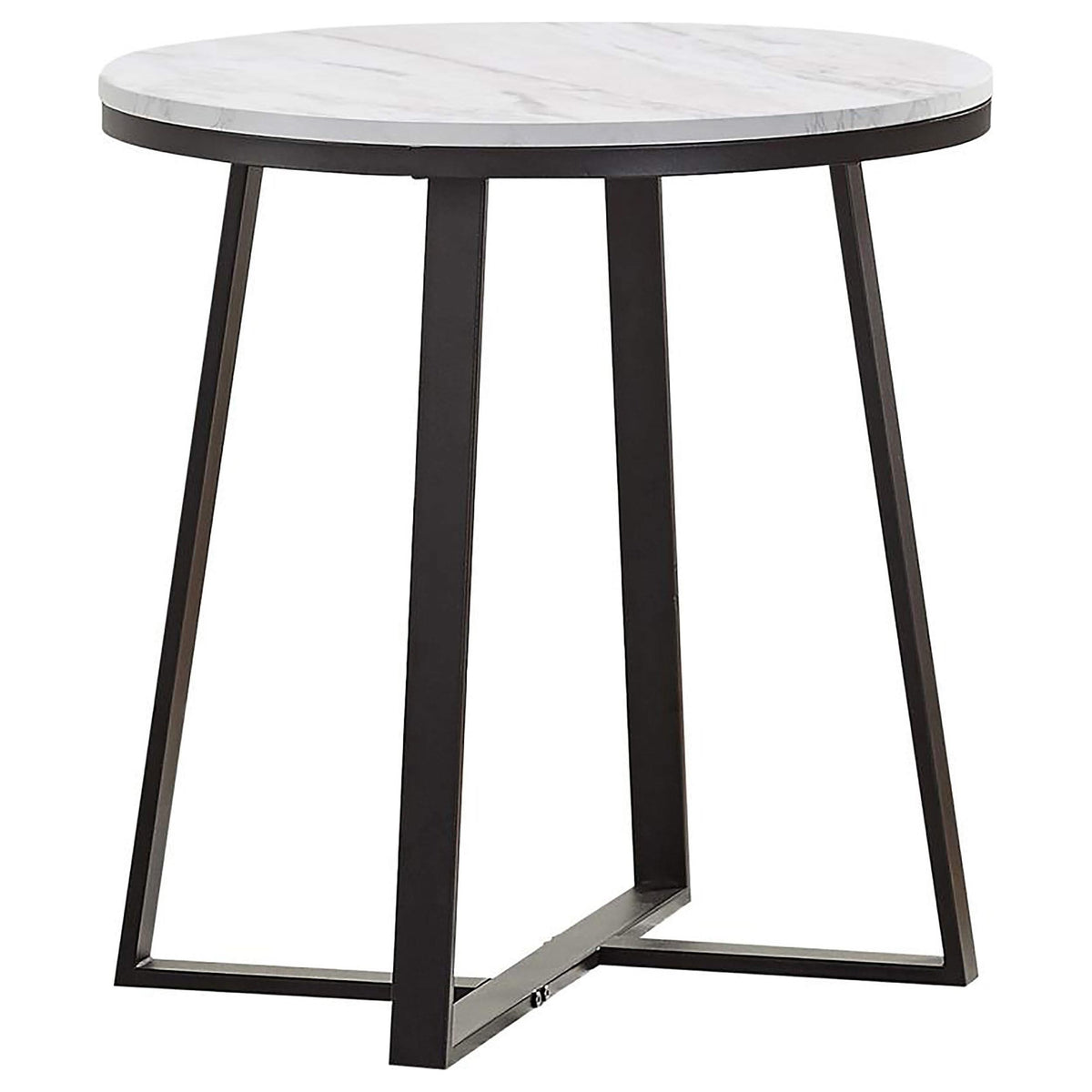 Mesa auxiliar redonda Hugo de imitación de mármol en blanco y negro mate
