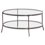 Laurie 1-shelf Glass Top Round Coffee Table Black Nickel