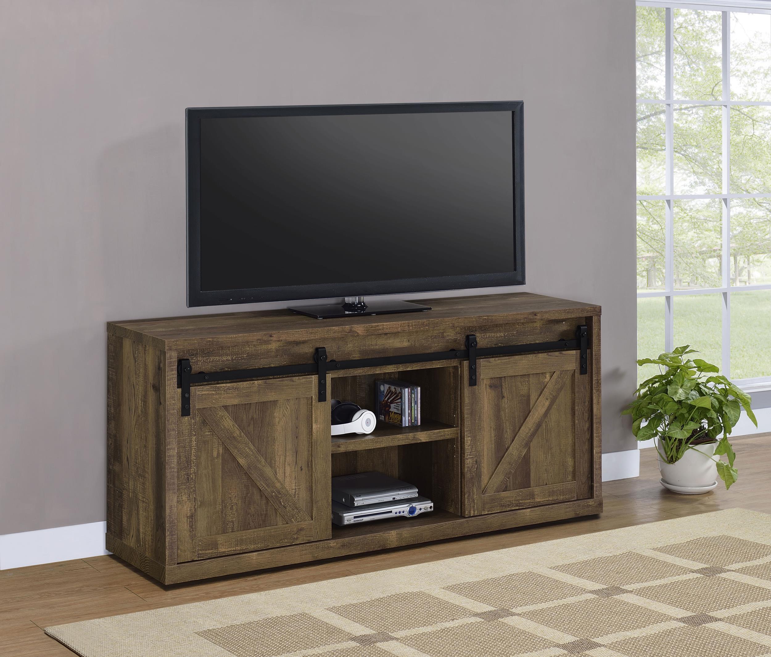 Brockton 2-door Engineered Wood 59" TV Stand Rustic Oak