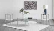 Cadee 3-piece Oval Coffee and End Table Set Chrome
