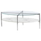 Mesa de centro Cadee con tapa de vidrio ovalada, blanca y cromada
