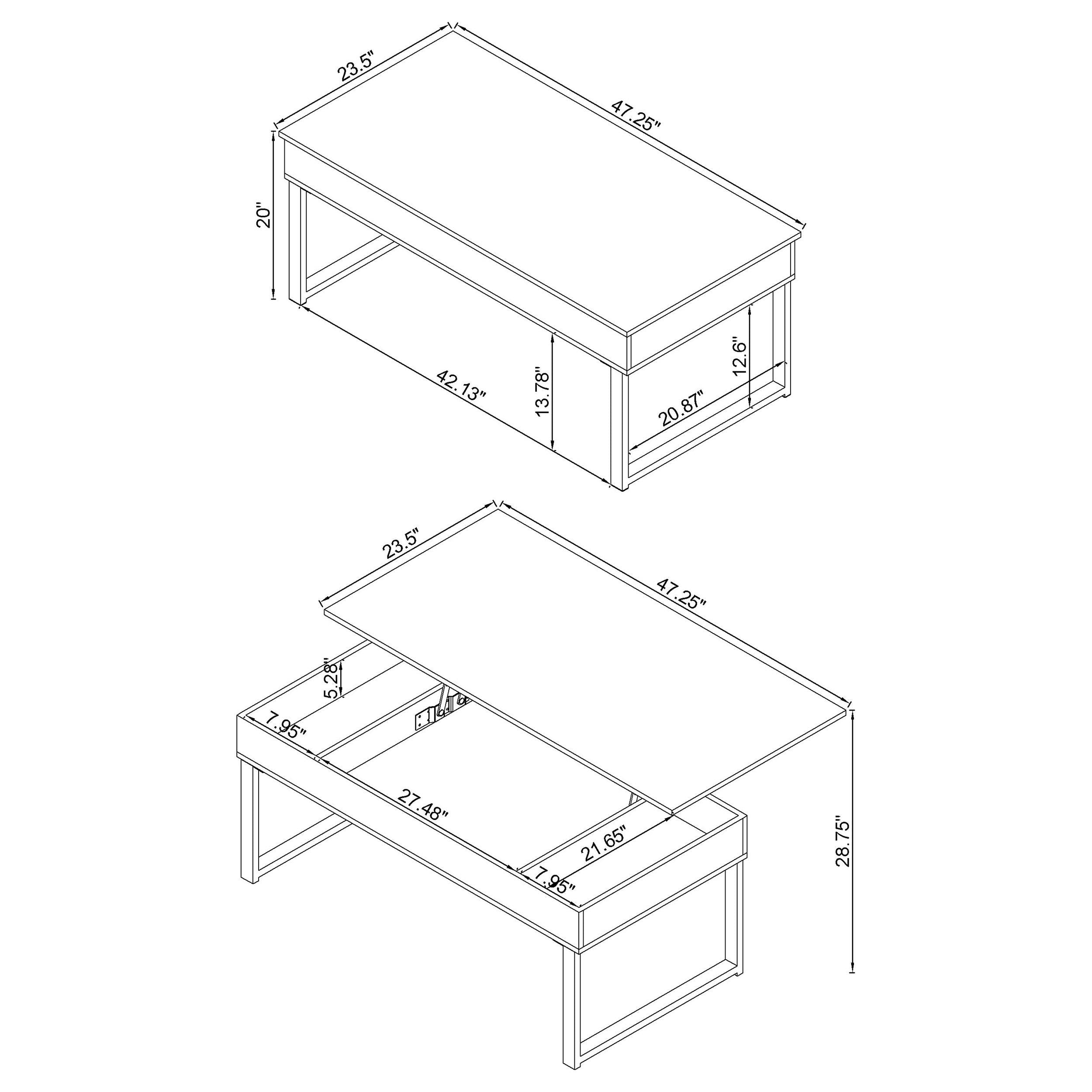 Aldine Rectangular Lift Top Coffee Table Dark Charcoal