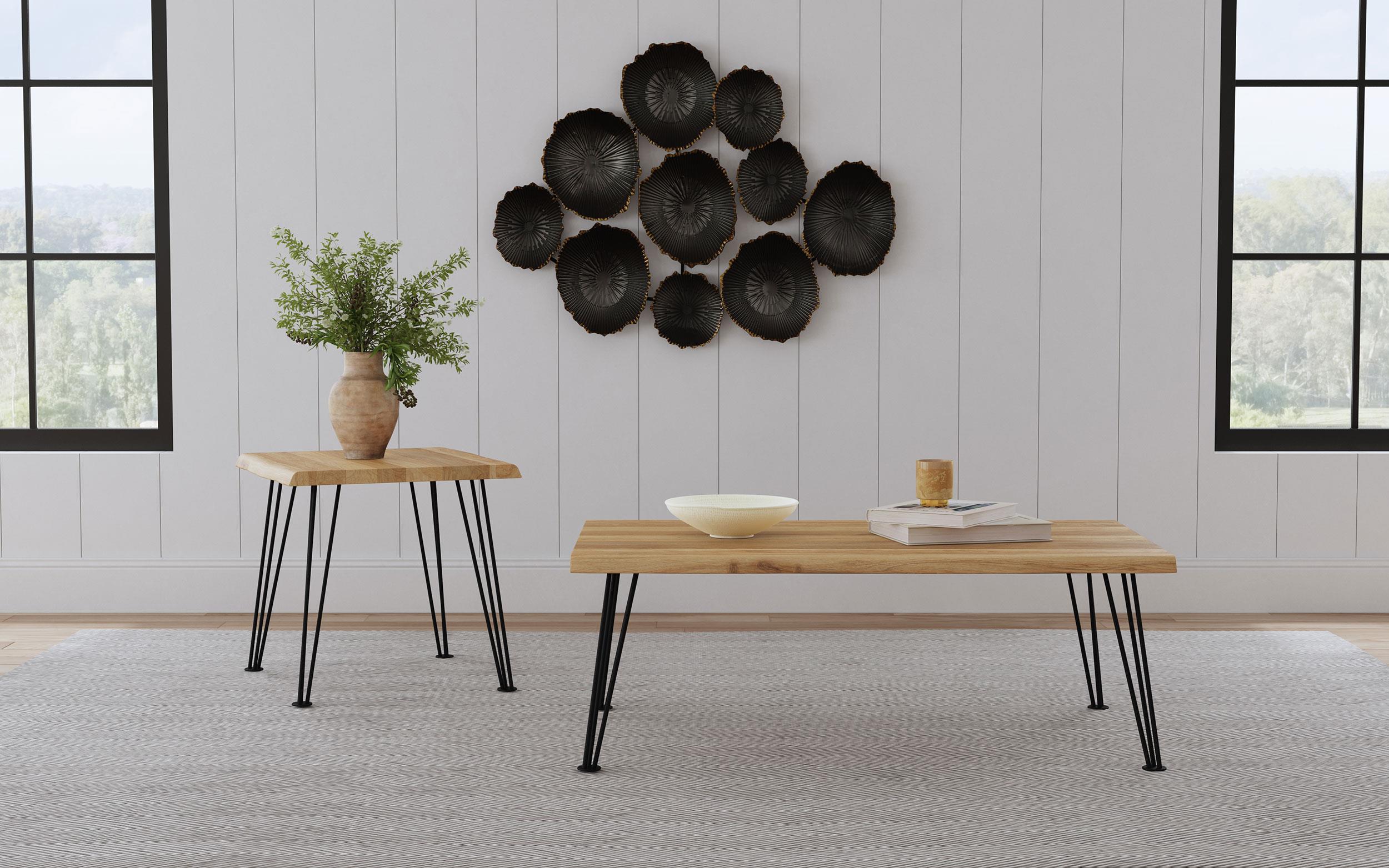 Zander 2-piece Rectangular Coffee and End Table Set Natural