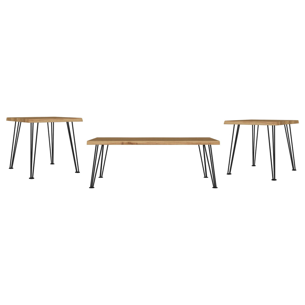 Juego de mesa de centro y auxiliar rectangular de 3 piezas Zander, color natural
