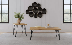 Mesa de centro rectangular de madera Zander en marrón natural