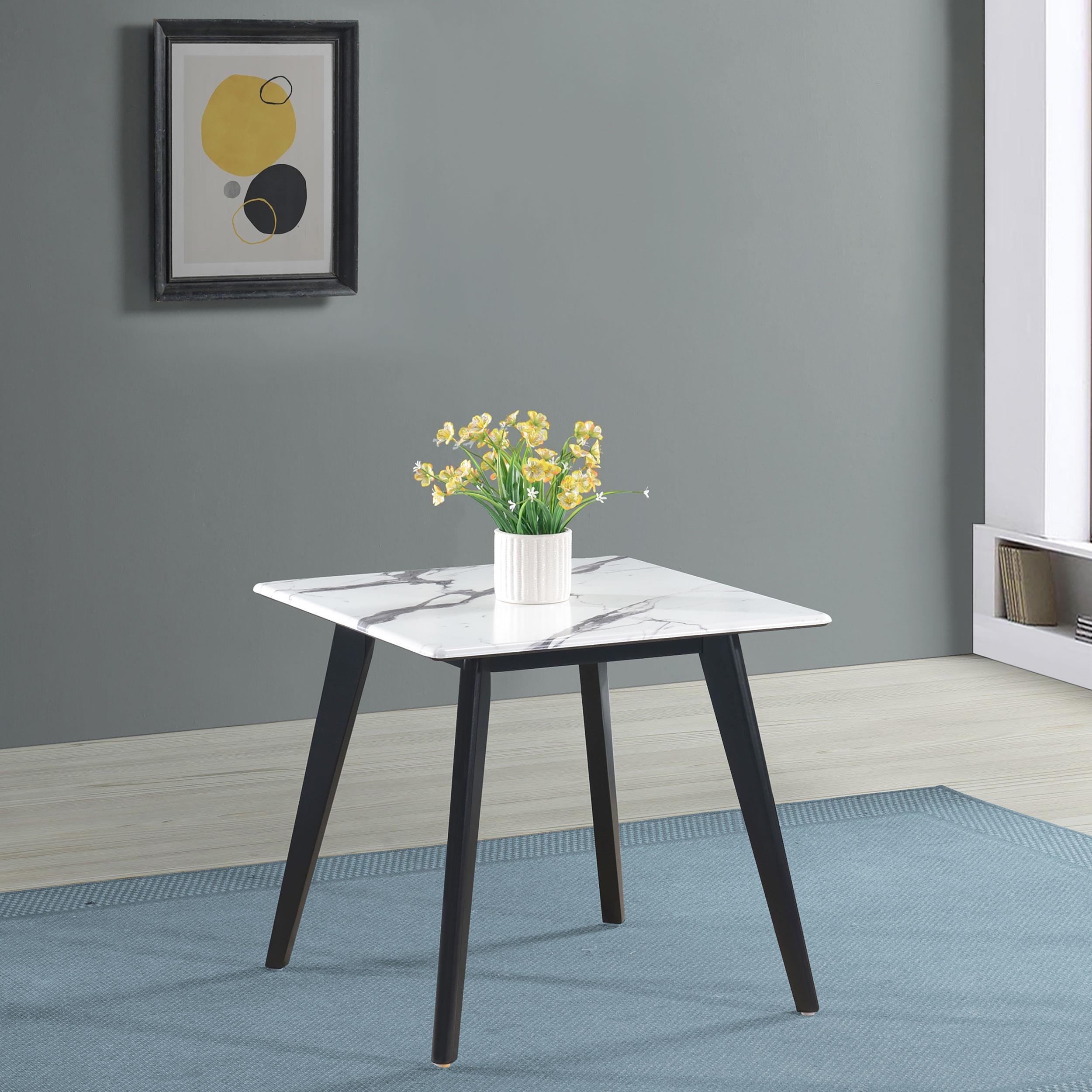 Bayhill Square Faux Marble Top End Table Black and White