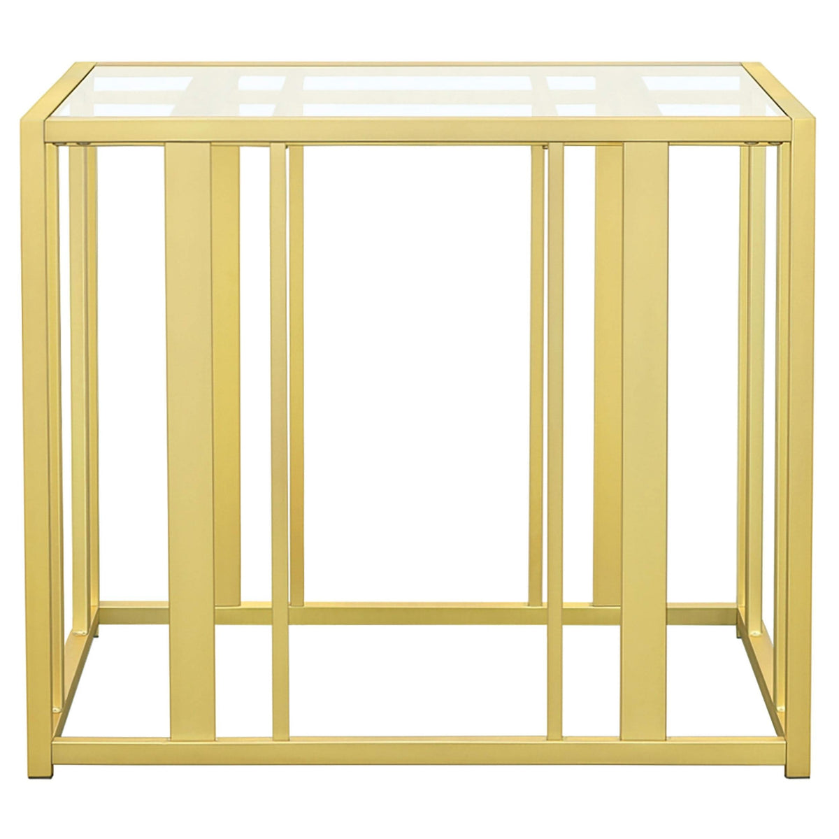 Adri Rectangular Glass Top Side End Table Matte Brass