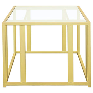 Adri Rectangular Glass Top Coffee Table Matte Brass